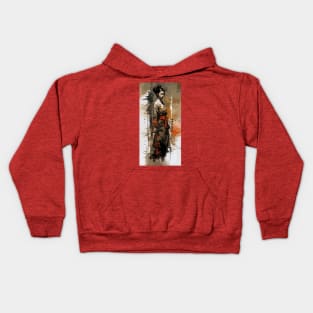 Samurai girl with katana Kids Hoodie